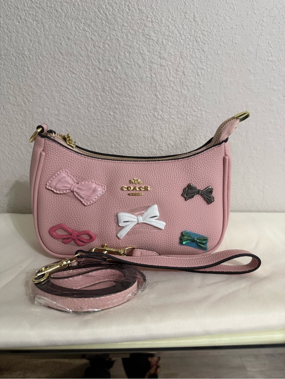 Coach Pink Bow Patch Crossbody Bag NEW